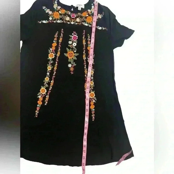 Umgee Embroidered Black Floral Flowy Mini Dress Size Small - Picture 9 of 13